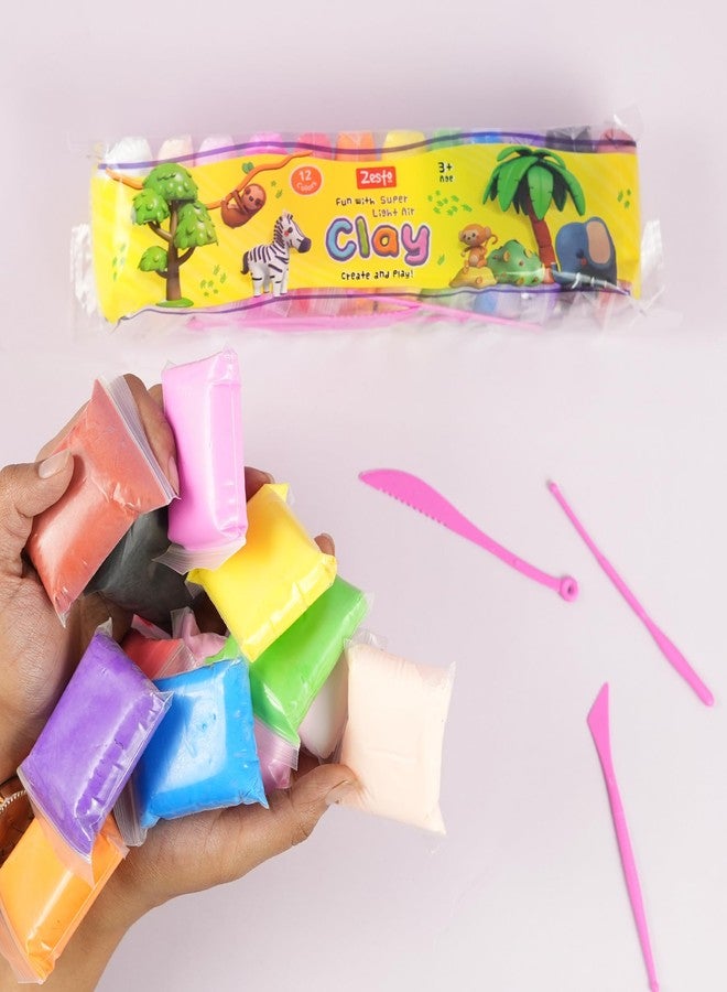Zesto Super Light Air Clay for Kids with Sculpting Tools (Pack of 36) - Image 2